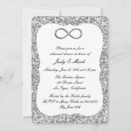 Invitation Dîner de répétition Silver Parties scintillant Inf