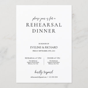 Invitation Dîner de répétition simple écrit à la main