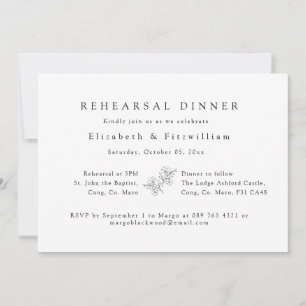 Invitation Dîner de répétition simple élégant en fleur de cer