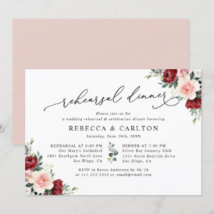 Invitation Dîner de répétition simple Mariage floral Invitati