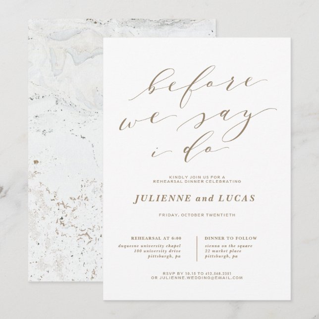 Invitation Dîner de répétition simple romance (Devant / Derrière)