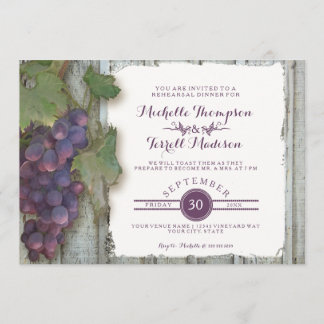 Invitation Dîner de répétition Soirée Rouge Vin Bois de clôtu