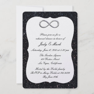 Invitation Dîner de répétition Strass Noir Argent Infini