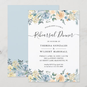 Invitation Dîner de répétition subtil Vanilla Blue Floral