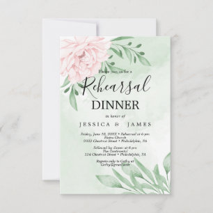 Invitation Dîner de répétition Succulent Eucalyptus Rose