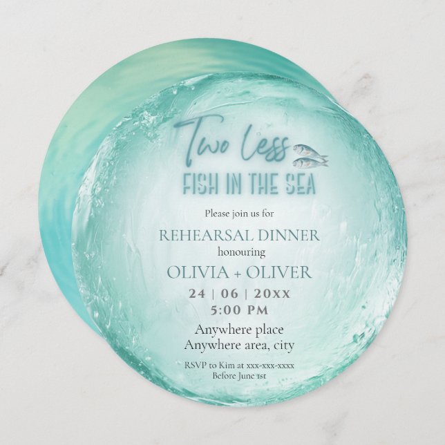 Invitation Dîner de répétition sur la plage (Devant / Derrière)