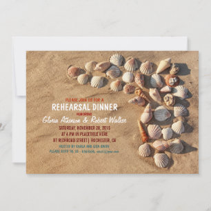 Invitation dîner de répétition sur la plage de coquillages co