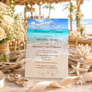 Invitation Dîner de répétition sur la plage tropicale de Sand