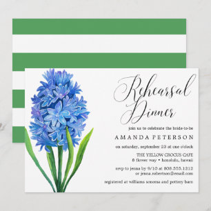 Invitation Dîner de répétition tendance bleu hydrangea
