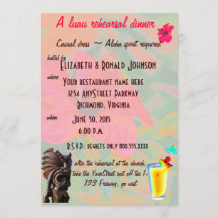 Invitation Dîner de répétition tropical de Luau