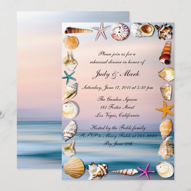 Invitation Dîner De Répétition Tropical Sandy Beach And Seash (Devant / Derrière)