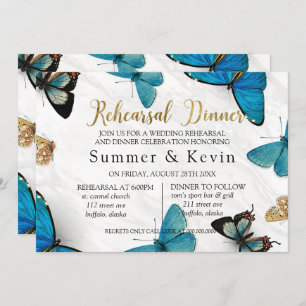 Invitation Dîner de répétition Turquoise bleu peint