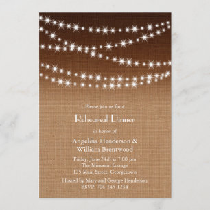 Invitation Dîner de répétition Twinkle Lights sur Burlap ombr