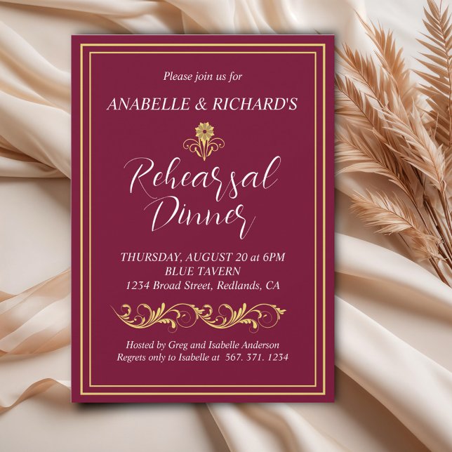 Invitation Dîner de répétition victorien élégant (Créateur téléchargé)