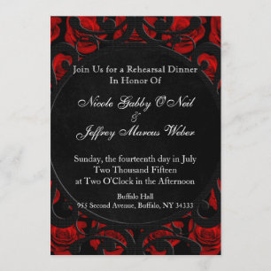 Invitation Dîner de répétition victorien Roses rouges gothiqu