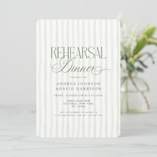 Invitation Dîner de répétition vintage aux rayures vertes int