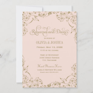 Invitation Dîner de répétition vintage Blush Antique
