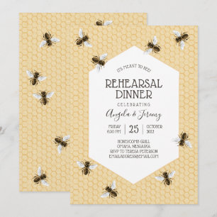 Invitation Dîner de répétition Vintage d'abeilles