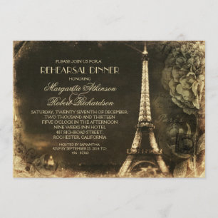 Invitation Dîner de répétition vintage de la Tour Eiffel à Pa