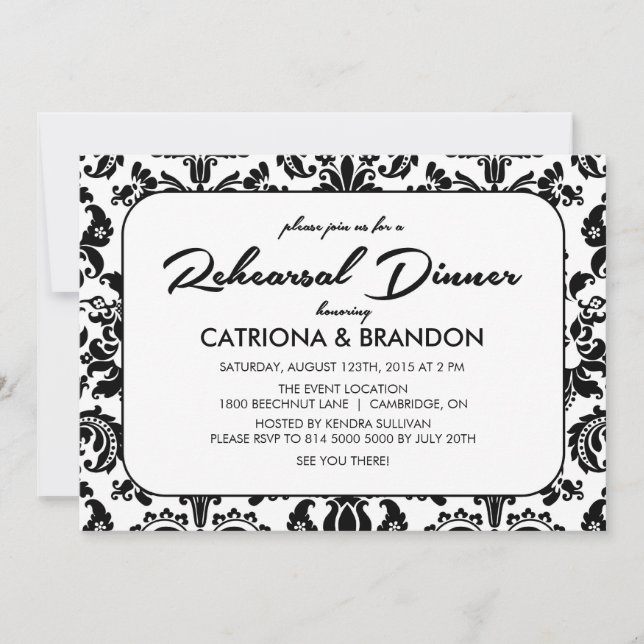 Invitation Dîner de répétition vintage Floral Pattern (Devant)