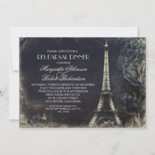 Invitation Dîner de répétition vintage Paris Eiffel Tower