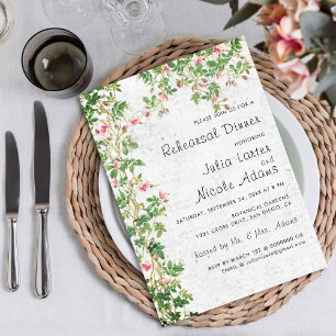 Invitation Dîner de répétition vintage Wall Style Rosy Journa