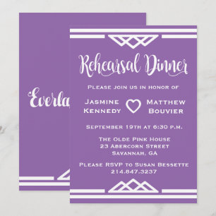 Invitation Dîner de répétition violet Triangles géométriques