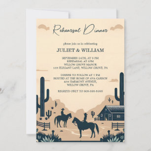 Invitation Dîner de répétition western rustique Rodeo Retro H