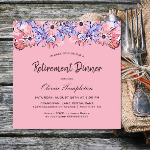 Invitation Dîner de retraite Floral Lavender Rose