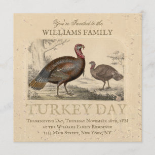 Invitation Dîner de Thankesgiving Vintage Turquie