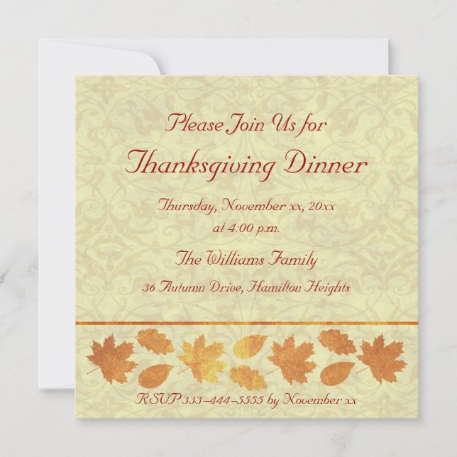 Invitation Dîner de Thanksgiving (Devant)