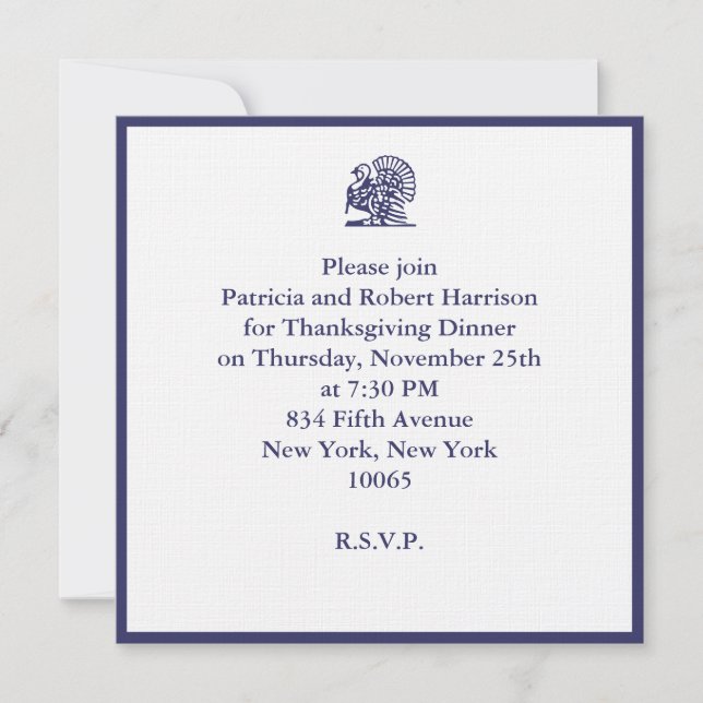 Invitation Dîner de Thanksgiving (Devant)