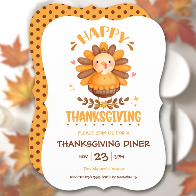 Invitation Dîner de Thanksgiving (Cute Thanksgiving Dinner Invitation)