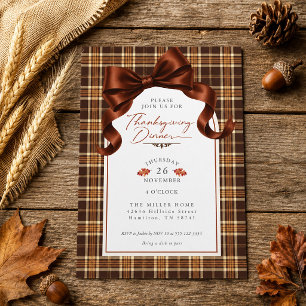 Invitation Dîner de Thanksgiving à carreaux d'automne avec ru
