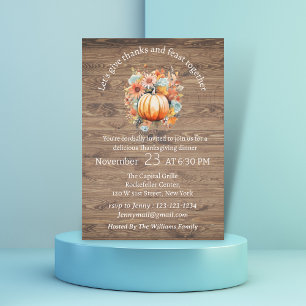 Invitation Dîner de Thanksgiving à la citrouille florale et a