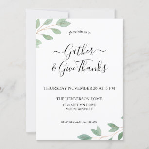 Invitation Dîner de Thanksgiving à l'aquarelle
