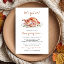Dîner de Thanksgiving à l'aquarelle Dinde