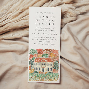 Invitation Dîner de Thanksgiving aquarelle Georgian House