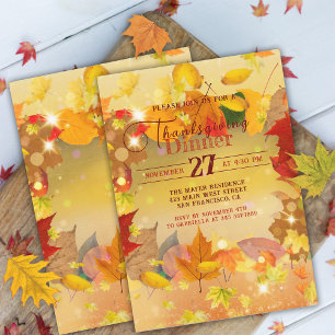 Invitation Dîner de Thanksgiving au feuillage automnal chaleu