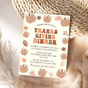 Invitation Dîner de Thanksgiving Automne Citrouille