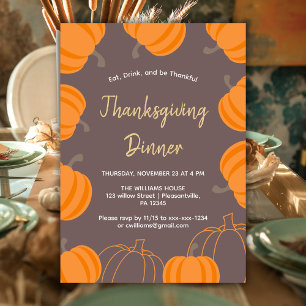 Invitation Dîner de Thanksgiving Automne Citrouille aquarelle