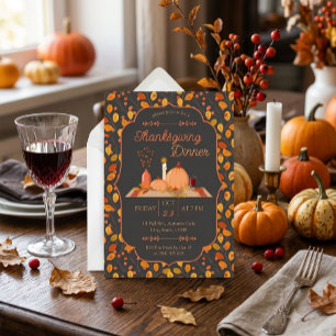 Invitation Dîner de Thanksgiving aux citrouilles du feuillage
