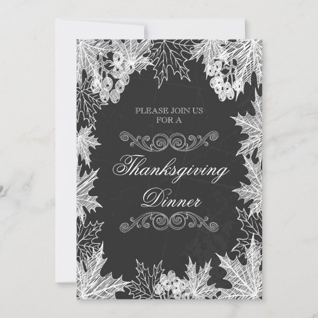 Invitation Dîner de Thanksgiving Chalkboard Fall Leçons (Devant)