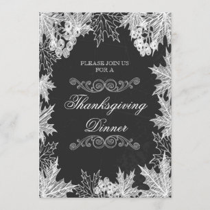 Invitation Dîner de Thanksgiving Chalkboard Fall Leçons