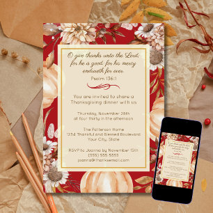 Invitation Dîner de Thanksgiving chrétien Psaume rustique 136