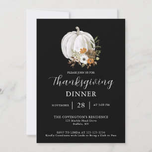 Invitation Dîner de Thanksgiving citrouille Flower