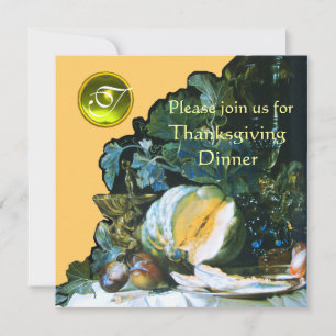 INVITATION DÎNER DE THANKSGIVING CITROUILLE, FRUITS ET VERRER