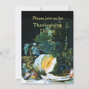 INVITATION DÎNER DE THANKSGIVING CITROUILLE, FRUITS ET VERRER