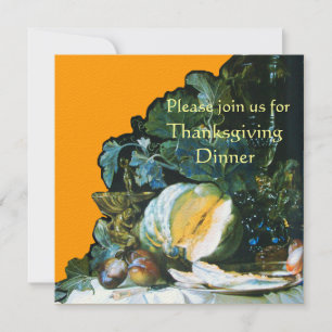 INVITATION DÎNER DE THANKSGIVING CITROUILLE, FRUITS ET VERRER