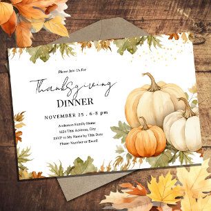 Invitation Dîner de Thanksgiving Citrouille Harvest
